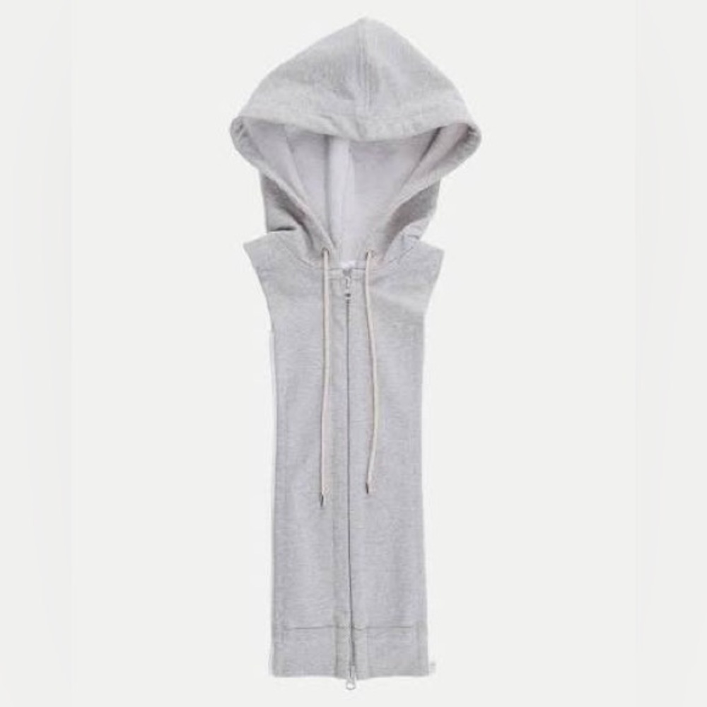 Veronica Beard Heather Grey Drawstring Dickey Hoodie